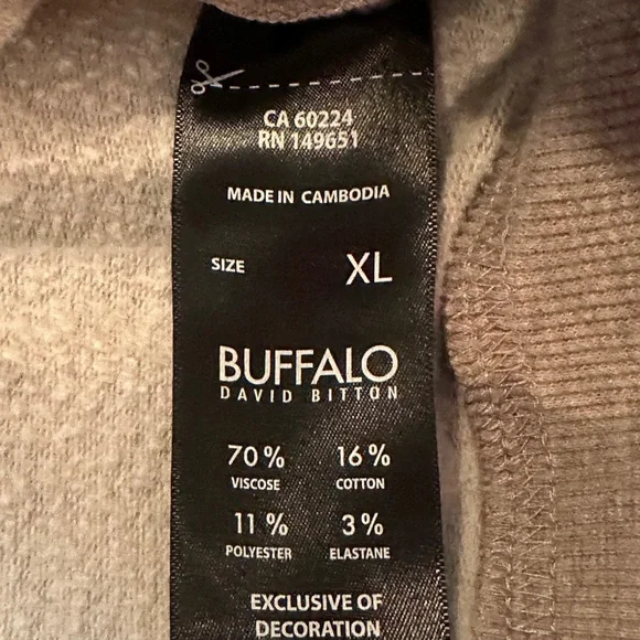 XL Buffalo David Bitton Purple / Gray Hoodie Sweatshirt - Picture 11 of 13